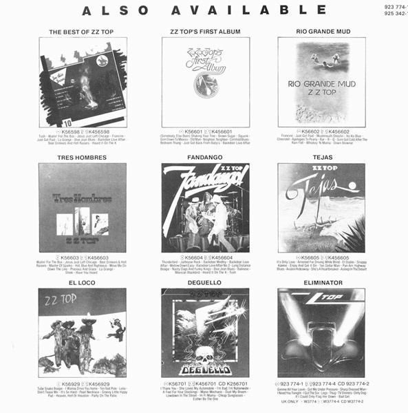 ZZ Top - Afterburner (LP, Album, Tel)