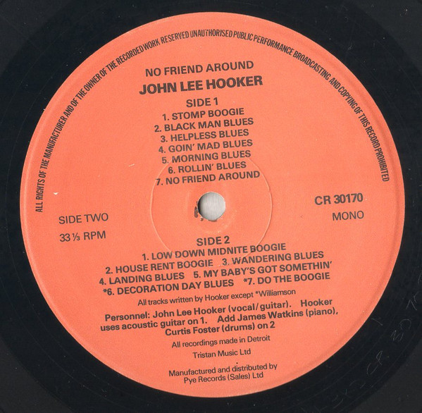 John Lee Hooker - No Friend Around (LP, Comp, Mono, RE)