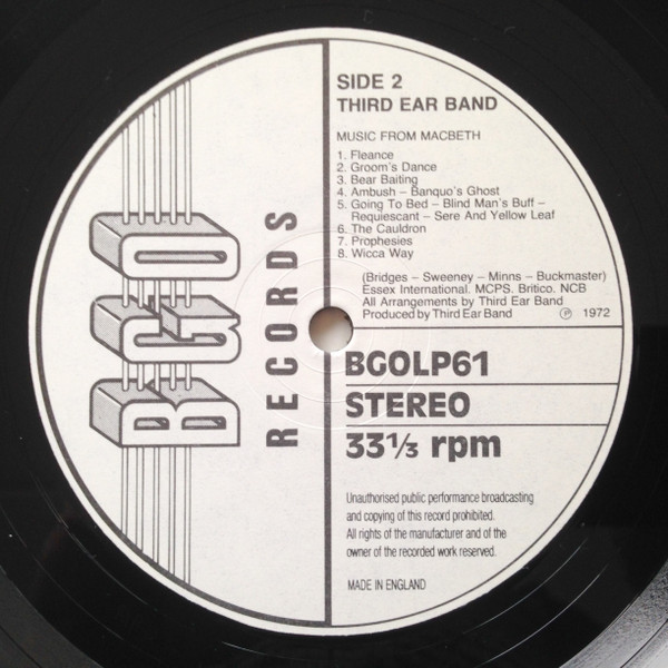 Third Ear Band - Music From Macbeth (LP, Album, RE)