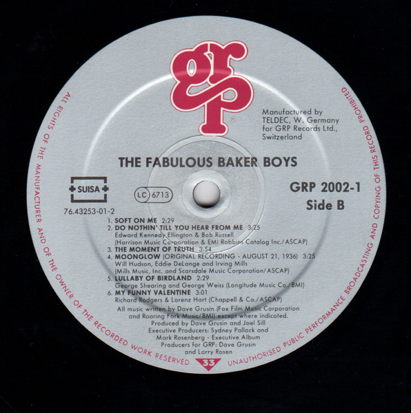 Dave Grusin - The Fabulous Baker Boys (Original Motion Picture Soundtrack) (LP, Album)