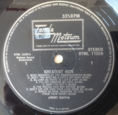 Jimmy Ruffin - Greatest Hits (LP, Comp)