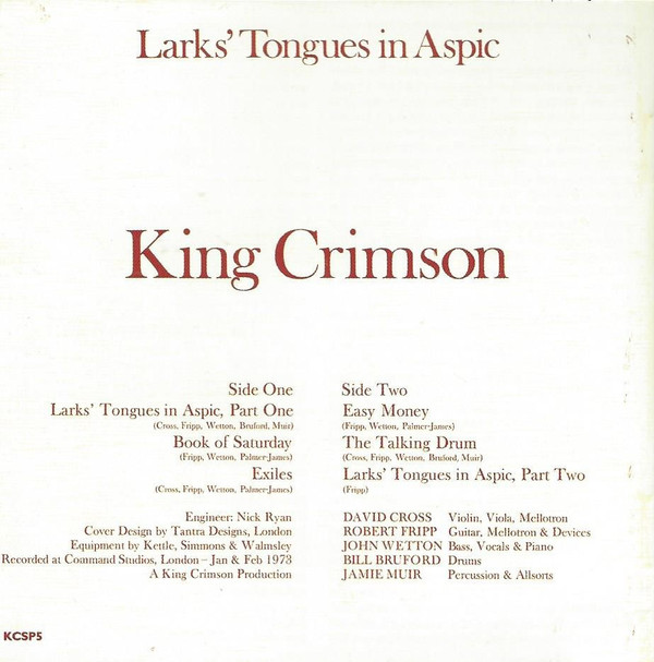 King Crimson - Larks' Tongues In Aspic (CD, Album, RE, RM + DVD-V, Album, Mono, Multichann)