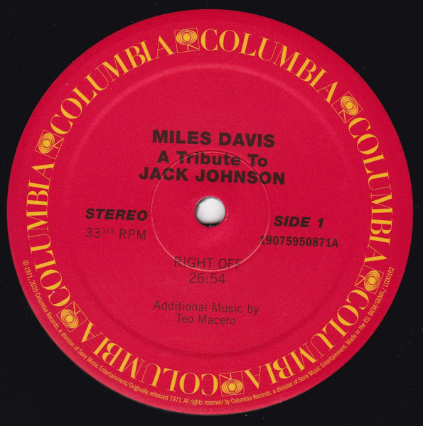Miles Davis - A Tribute To Jack Johnson (LP, Album, RE)