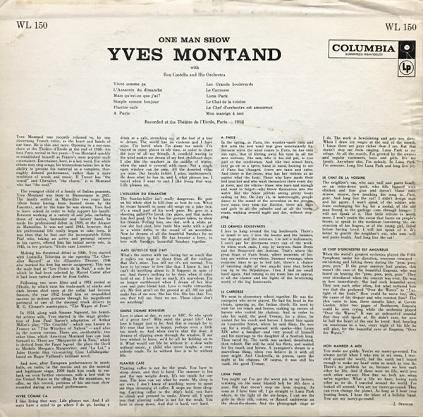 Yves Montand - One Man Show (LP, Album, Mono, Promo)