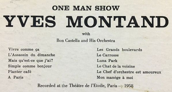 Yves Montand - One Man Show (LP, Album, Mono, Promo)