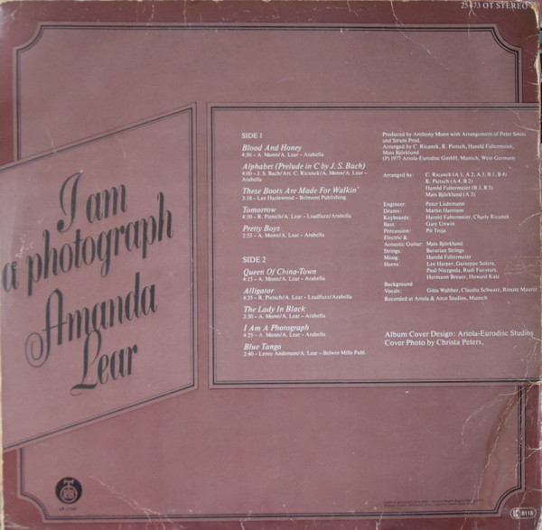 Amanda Lear - I Am A Photograph (LP, Album, RE)