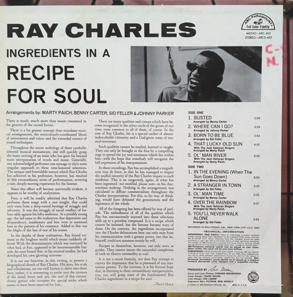 Ray Charles - Ingredients In A Recipe For Soul (LP, Album, Mono, Bel)