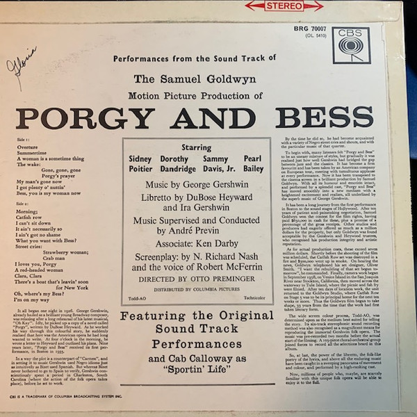 George Gershwin - The Samuel Goldwyn Motion Picture Production Of Porgy And Bess (LP)