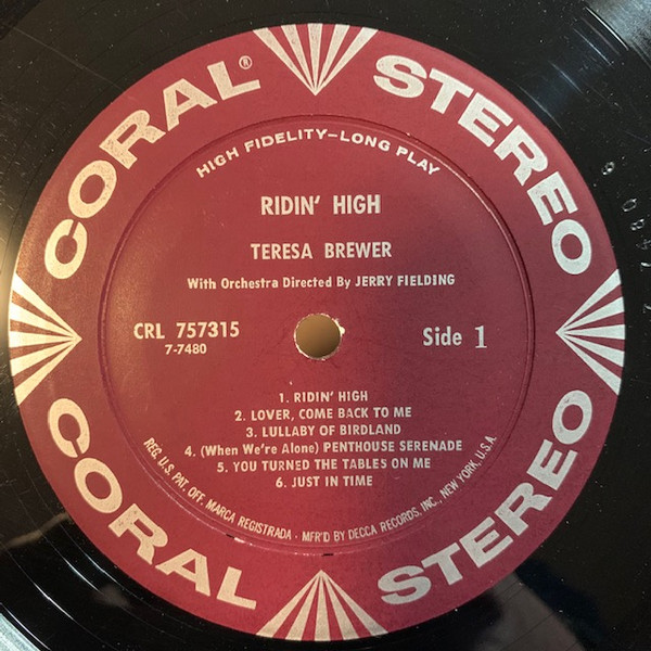 Teresa Brewer - Ridin' High (LP, Album, Gat)