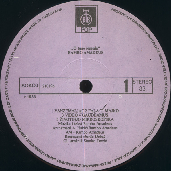 Rambo Amadeus - O Tugo Jesenja (LP, Album)