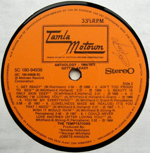 The Temptations - Anthology 1964-1973 (2xLP, Comp)