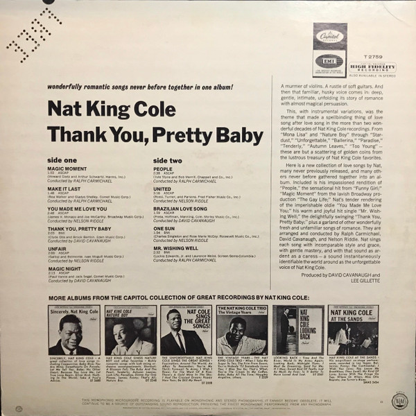 Nat King Cole - Thank You, Pretty Baby (LP, Album, Mono)