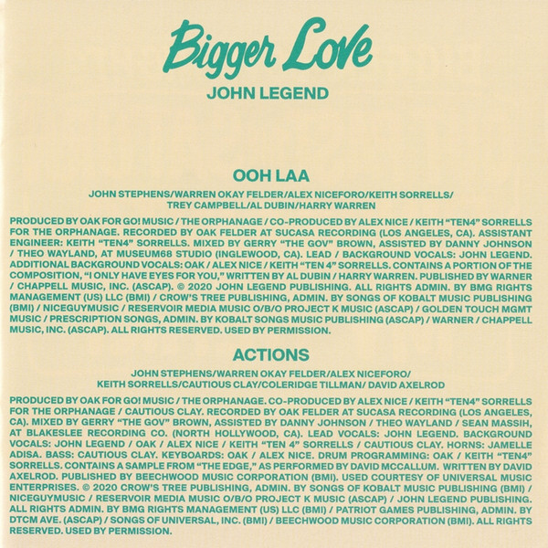 John Legend - Bigger Love (CD, Album)