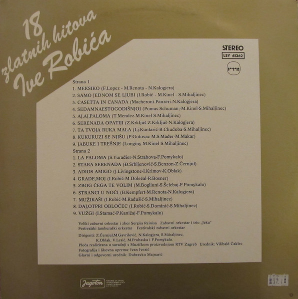 Ivo Robić - 18 Zlatnih Hitova Ive Robića (LP, Comp)