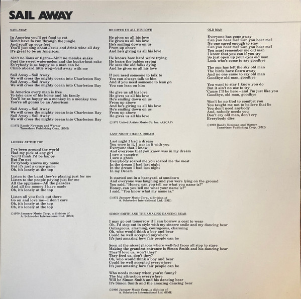 Randy Newman - Sail Away (LP, Album)