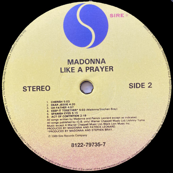 Madonna - Like A Prayer (LP, Album, RE)