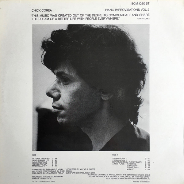 Chick Corea - Piano Improvisations Vol. 2 (LP, Album)