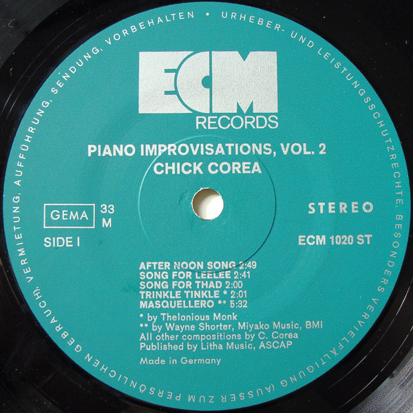 Chick Corea - Piano Improvisations Vol. 2 (LP, Album)