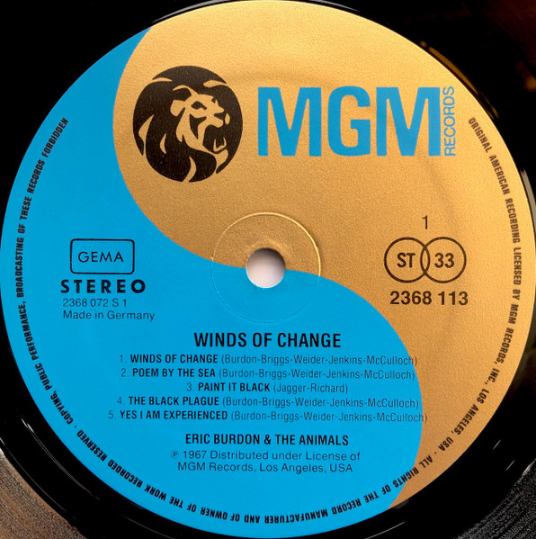 Eric Burdon & The Animals - Winds Of Change (LP, Album, RE)