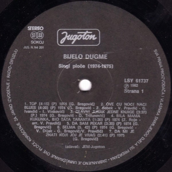 Bijelo Dugme - Singl Ploče (1974-1975) (LP, Comp)