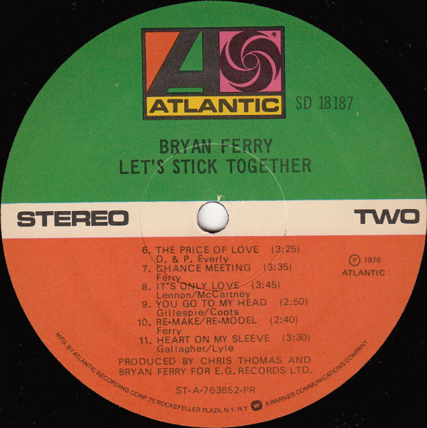 Bryan Ferry - Let's Stick Together (LP, Album, PR)
