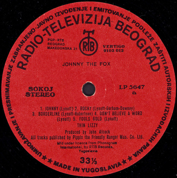 Thin Lizzy - Johnny The Fox (LP, Album)
