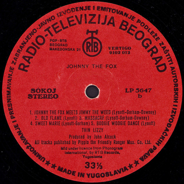 Thin Lizzy - Johnny The Fox (LP, Album)