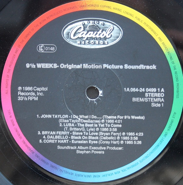 Various - 9½ Weeks (Original Motion Picture Soundtrack) (LP, Comp)