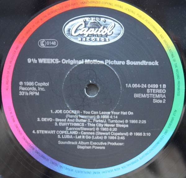 Various - 9½ Weeks (Original Motion Picture Soundtrack) (LP, Comp)