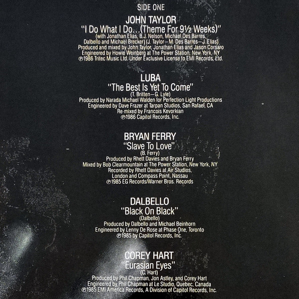 Various - 9½ Weeks (Original Motion Picture Soundtrack) (LP, Comp)