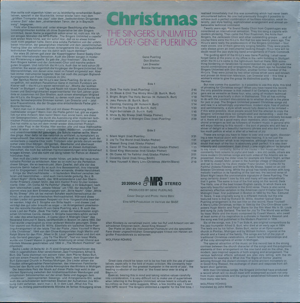 The Singers Unlimited , Leader: Gene Puerling - Christmas (LP, Album)