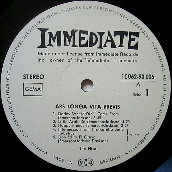 The Nice - Ars Longa Vita Brevis (LP, Album)
