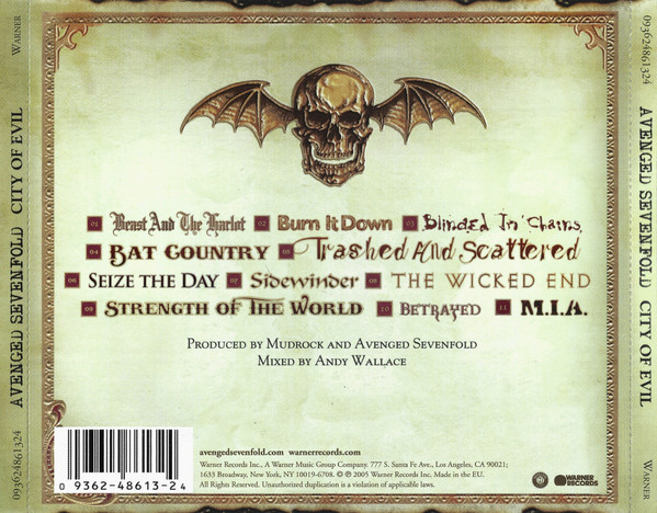 Avenged Sevenfold - City Of Evil (CD, Album, RP)