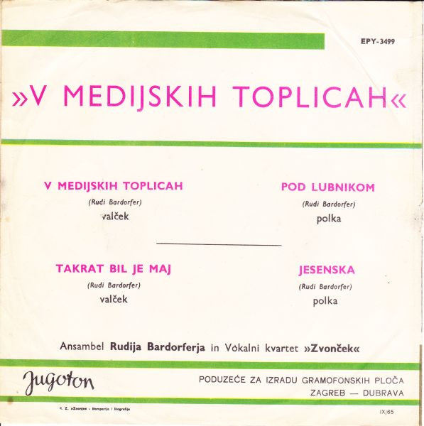 Ansambel Rudija Bardorferja In Vokalni Kvartet 