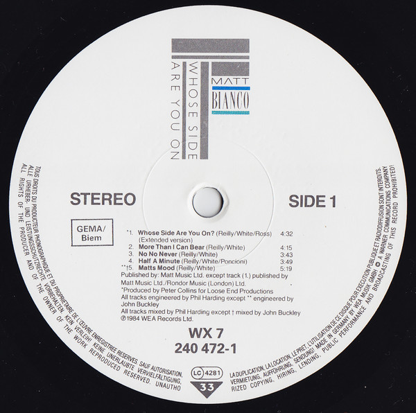Matt Bianco - Whose Side Are You On (LP, Album)