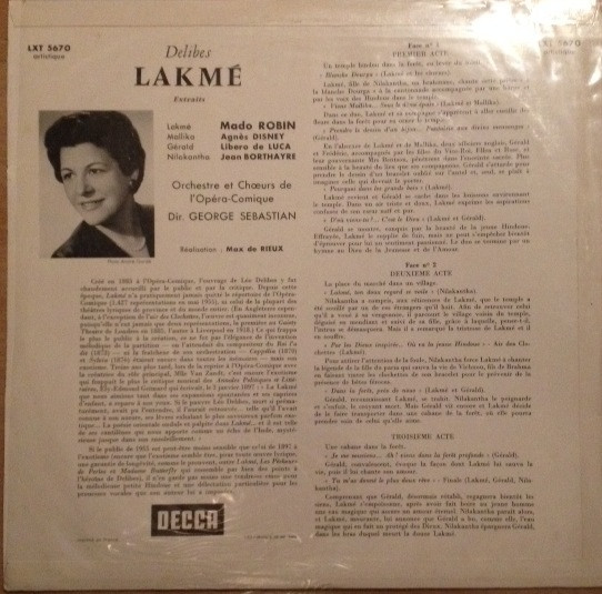 Léo Delibes - Lakmé (Extraits) (LP, Album, Mono, RE)
