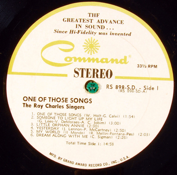 The Ray Charles Singers - One Of Those Songs (LP)