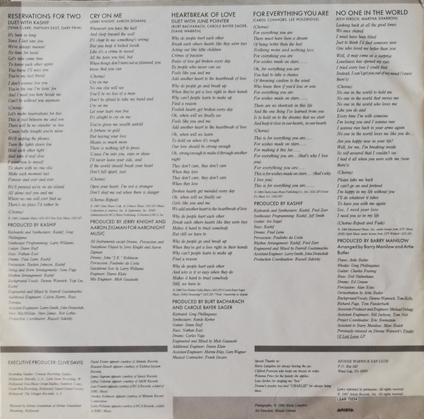 Dionne* - Reservations For Two (LP, Album)