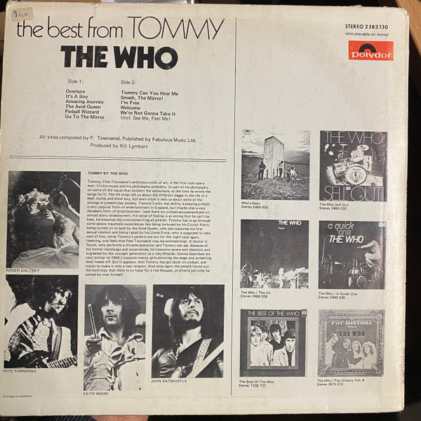 The Who - The Best From Tommy (LP, Comp)
