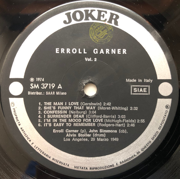 Erroll Garner - Vol. 2 (LP, Comp)