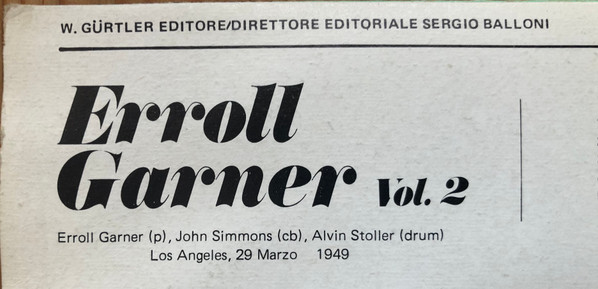 Erroll Garner - Vol. 2 (LP, Comp)