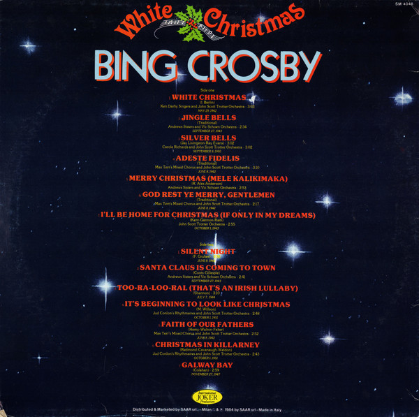 Bing Crosby - White Christmas (LP, Album, RE)