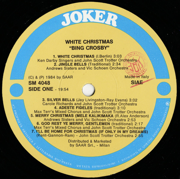 Bing Crosby - White Christmas (LP, Album, RE)