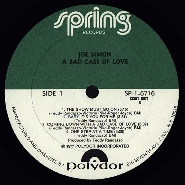 Joe Simon - A Bad Case Of Love (LP, Album)