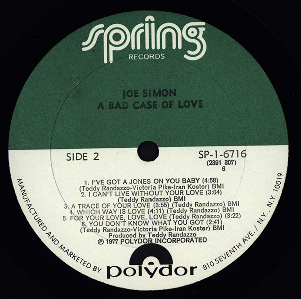 Joe Simon - A Bad Case Of Love (LP, Album)