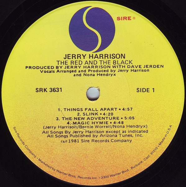 Jerry Harrison - The Red And The Black (LP, Album, Win)