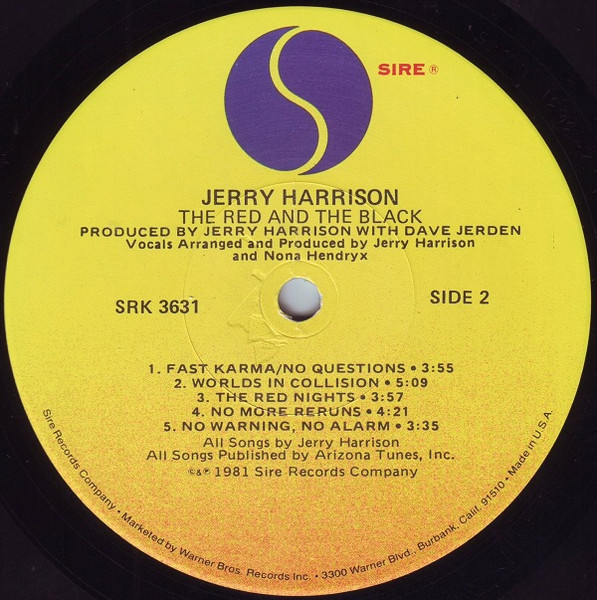 Jerry Harrison - The Red And The Black (LP, Album, Win)