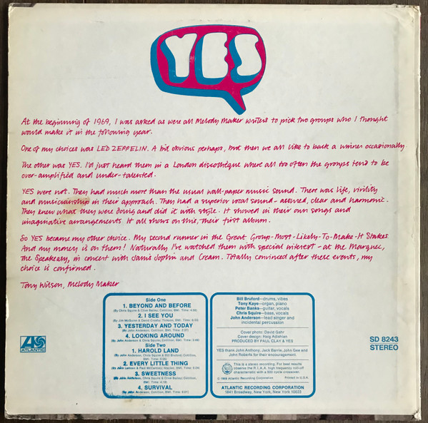 Yes - Yes (LP, Album, RE, Pre)