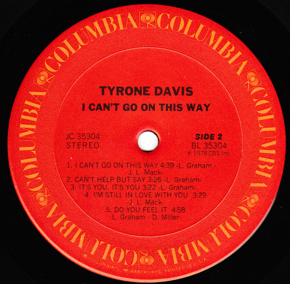 Tyrone Davis - I Can't Go On This Way (LP)