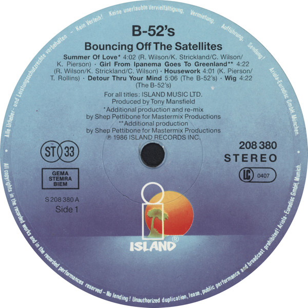 The B-52's - Bouncing Off The Satellites (LP, Album)